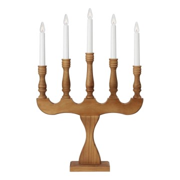 Markslöjd 706279 - Bougeoir de Noël SVANEHOLM 5xE10/3W/230V pin/brun