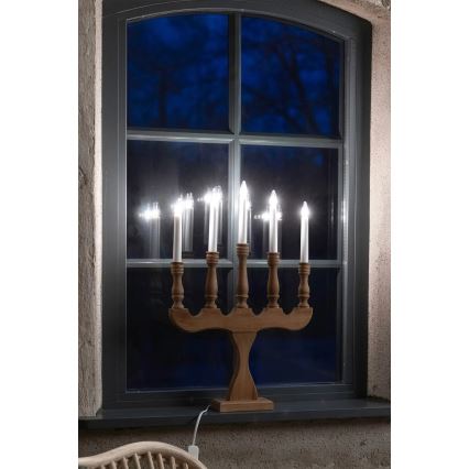 Markslöjd 706279 - Bougeoir de Noël SVANEHOLM 5xE10/3W/230V pin/brun