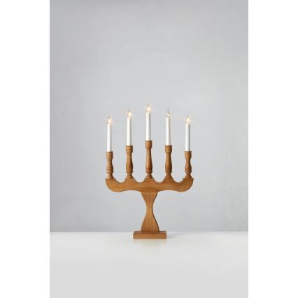 Markslöjd 706279 - Bougeoir de Noël SVANEHOLM 5xE10/3W/230V pin/brun
