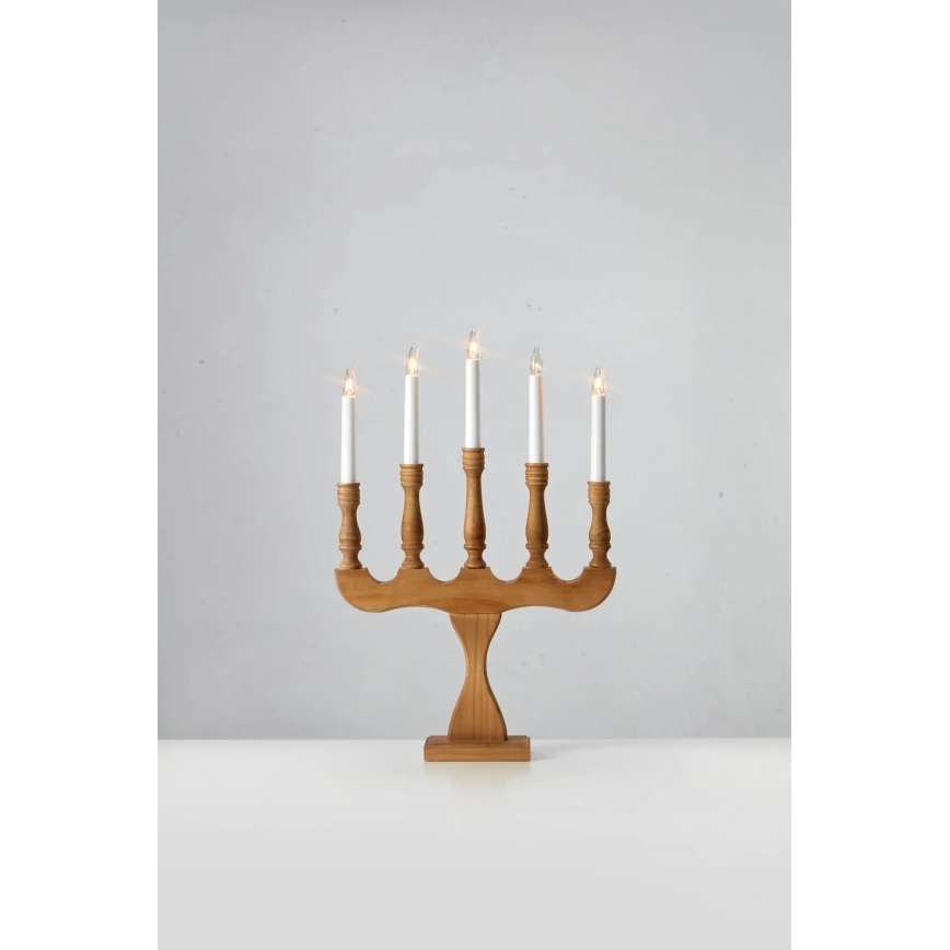 Markslöjd 706279 - Kerstkandelaar SVANEHOLM 5xE10/3W/230V dennenhout/bruin