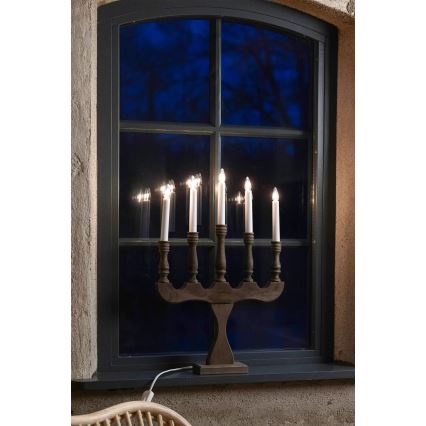 Markslöjd 706280 - Bougeoir de Noël SVANEHOLM 5xE10/3W/230V pin/marron