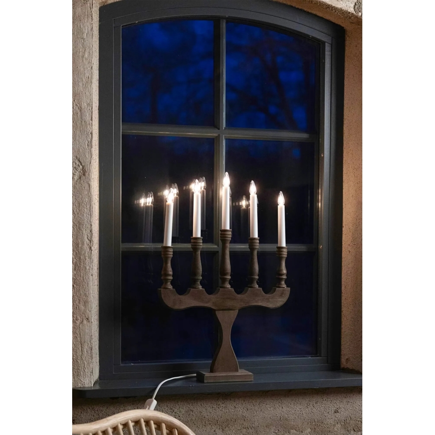 Markslöjd 706280 - Bougeoir de Noël SVANEHOLM 5xE10/3W/230V pin/marron