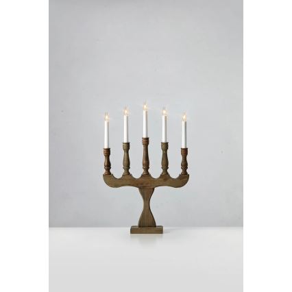 Markslöjd 706280 - Bougeoir de Noël SVANEHOLM 5xE10/3W/230V pin/marron
