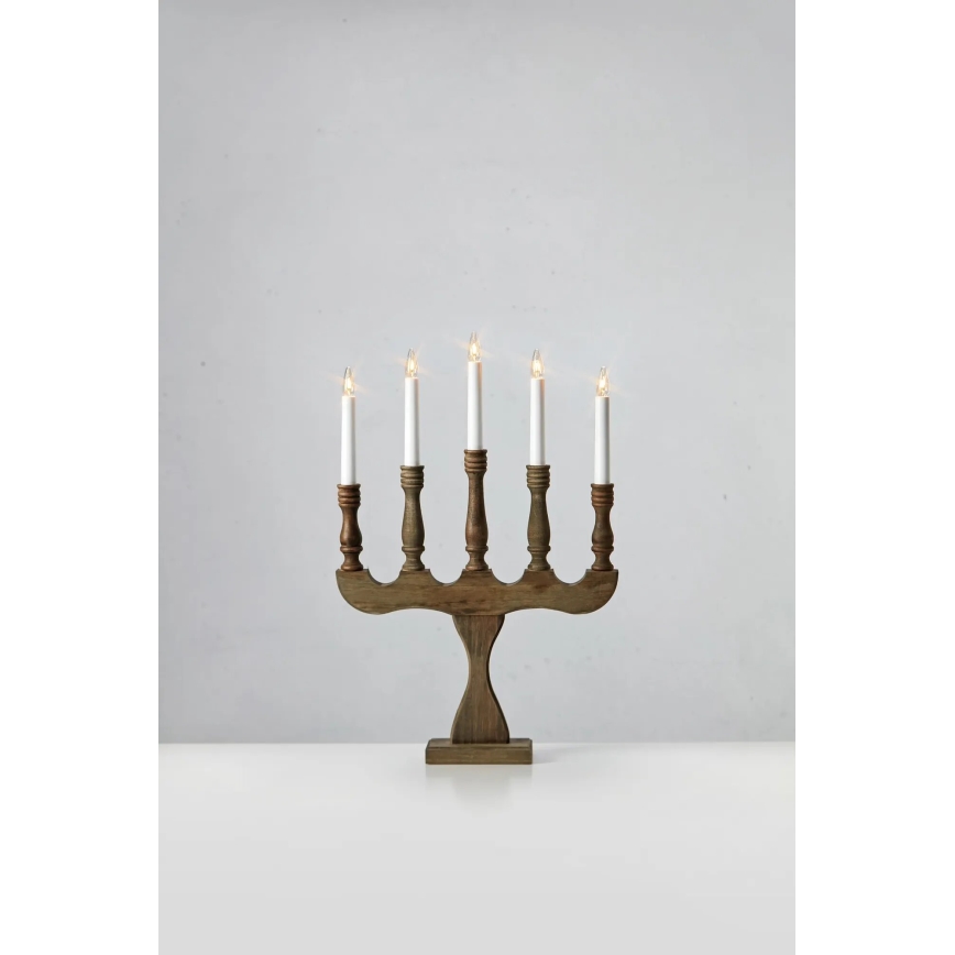 Markslöjd 706280 - Bougeoir de Noël SVANEHOLM 5xE10/3W/230V pin/marron