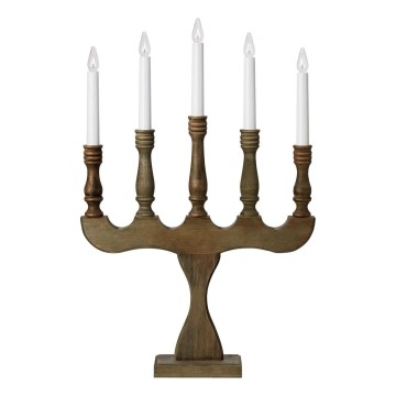 Markslöjd 706280 - Kerstkandelaar SVANEHOLM 5xE10/3W/230V dennenhout/bruin