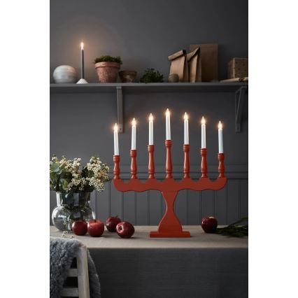 Markslöjd 8004,1 - Bougeoir de Noël SVANEHOLM 7xE10/3W/230V pin/rouge