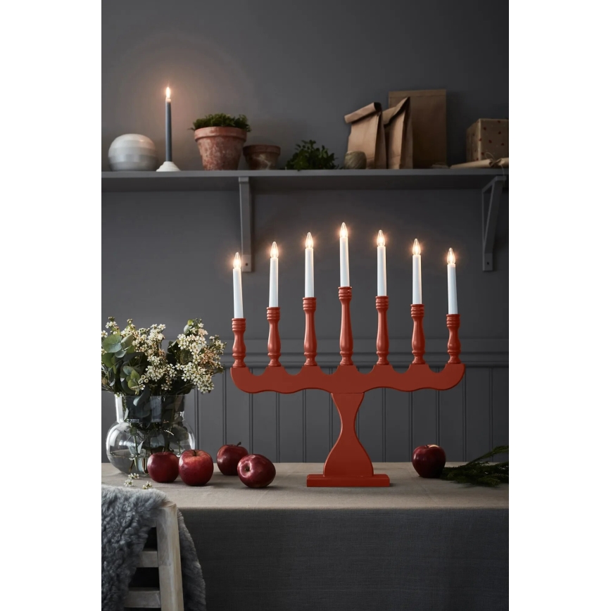 Markslöjd 8004,1 - Bougeoir de Noël SVANEHOLM 7xE10/3W/230V pin/rouge