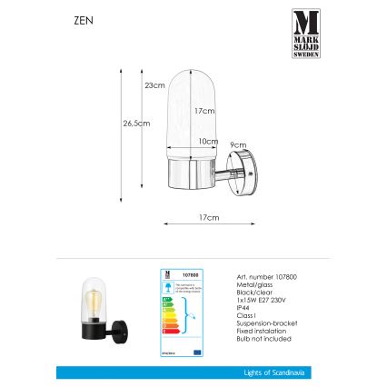 Markslöjd - Badkamer wandlamp ZEN 1x E27 / 15W / 230V IP44