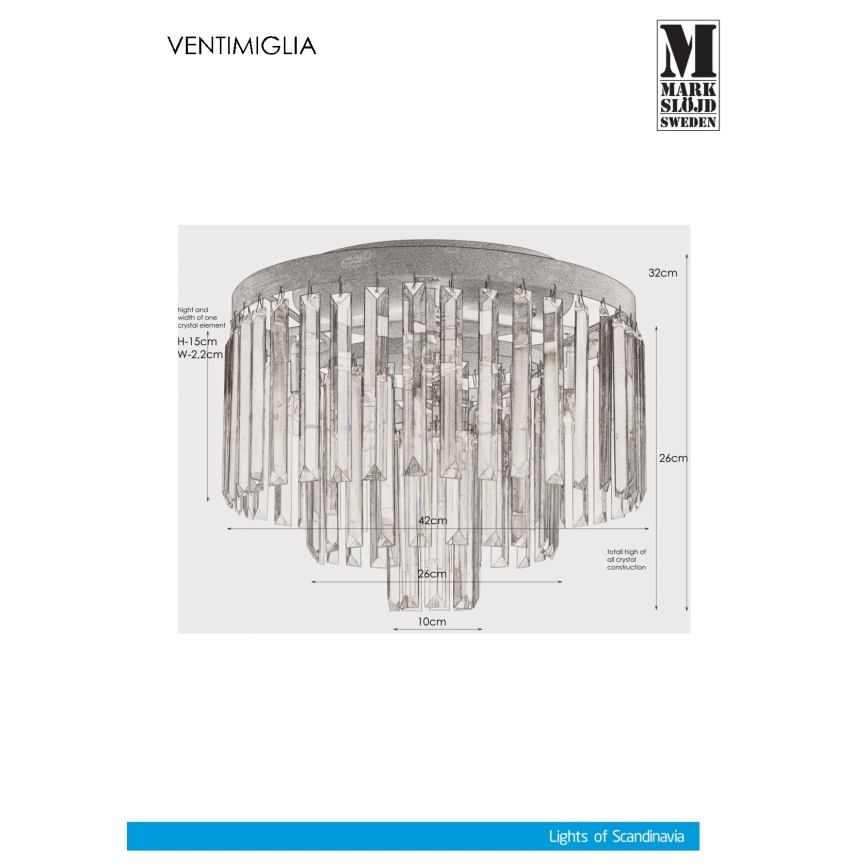 Markslöjd - Kristallen plafondlamp VENTIMIGLIA 4x E14 / 40W / 230V