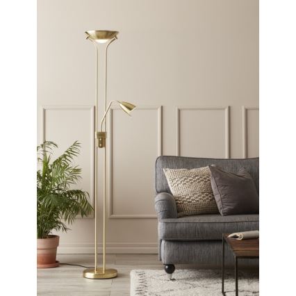 Markslöjd 111242 - Lampadaire à intensité variable DETROIT 1xR7s/300W + 1xGU10/35W/230V laiton