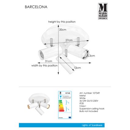 Markslöjd - Spot BARCELONA 3x GU10 / 12W / 230V