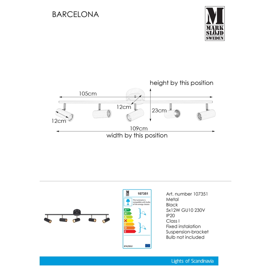 Markslöjd - Spot BARCELONA 5x GU10 / 12W / 230V