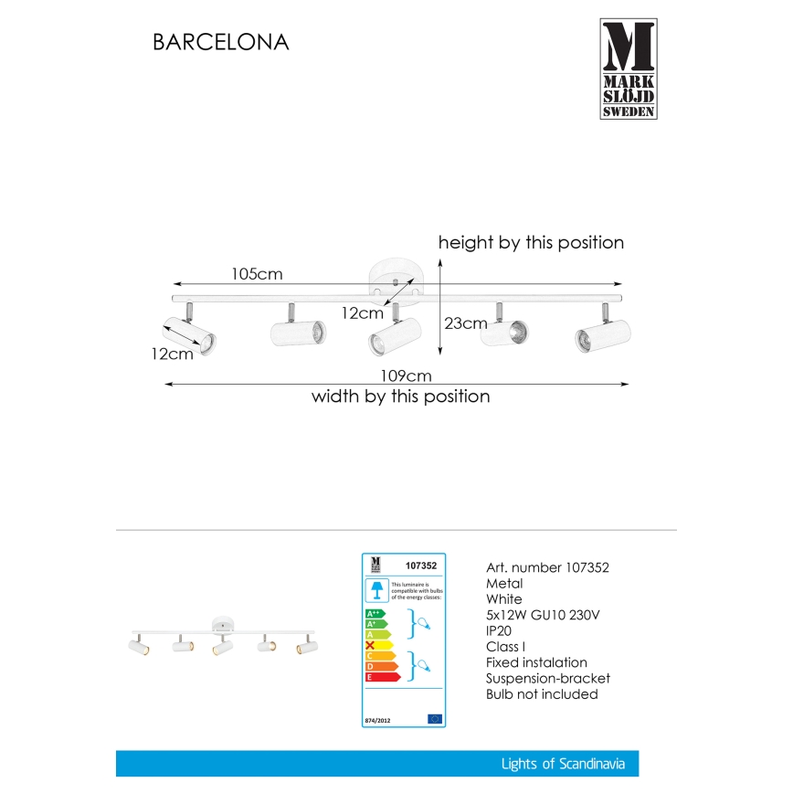 Markslöjd - Spot BARCELONA 5x GU10 / 12W / 230V