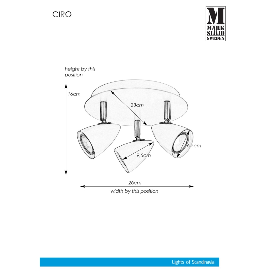 Markslöjd - Spot CIRO 3x GU10 / 35W / 230V
