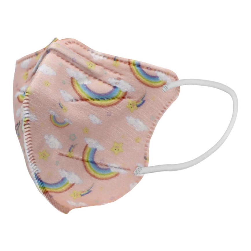 Masque taille enfant FFP2 Enfants NR CE 0370 Arc-en-ciel rose 1pc