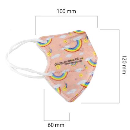 Masque taille enfant FFP2 Enfants NR CE 0370 Arc-en-ciel rose 1pc