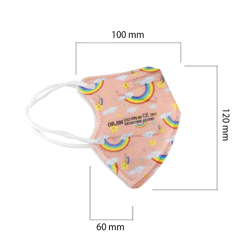 Masque taille enfant FFP2 Enfants NR CE 0370 Arc-en-ciel rose 1pc