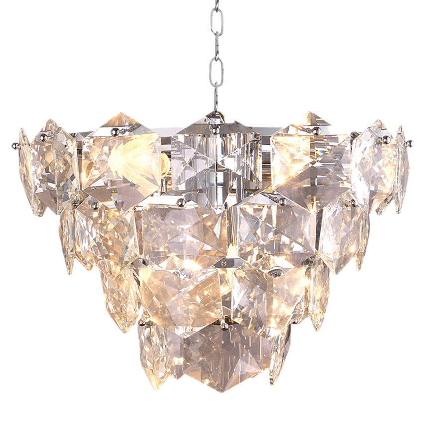 Mat Chrome Kroonluchter aan ketting DIANA 6x E14 / 40W / 230V