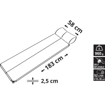 Matelas de camping autogonflant avec oreiller camouflage