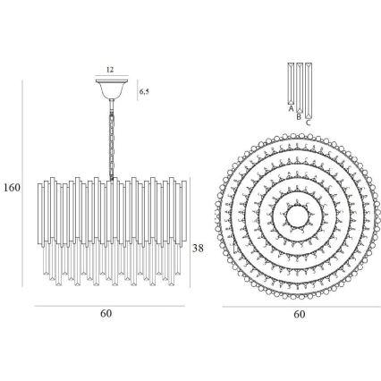 MAXLIGHT P0284 - Hanglamp aan een ketting VOGUE 12xE14/40W/230V diameter 60 cm goud