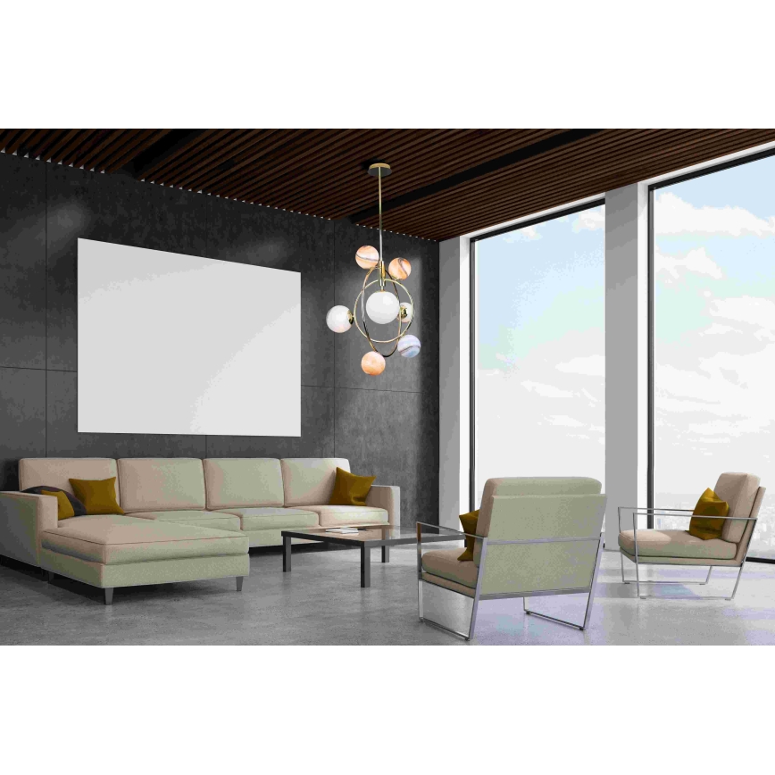 MAXLIGHT P0378 - Hanglamp met vaste pendel COSMOS 7xG9/40W/230V goud