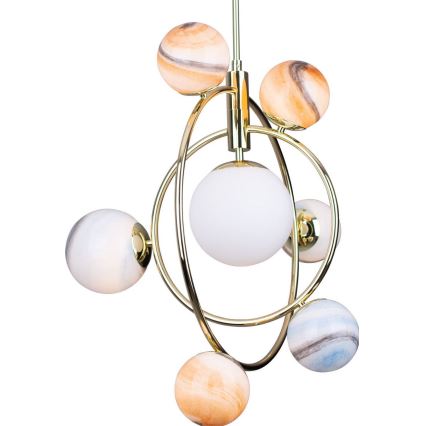 MAXLIGHT P0378 - Hanglamp met vaste pendel COSMOS 7xG9/40W/230V goud