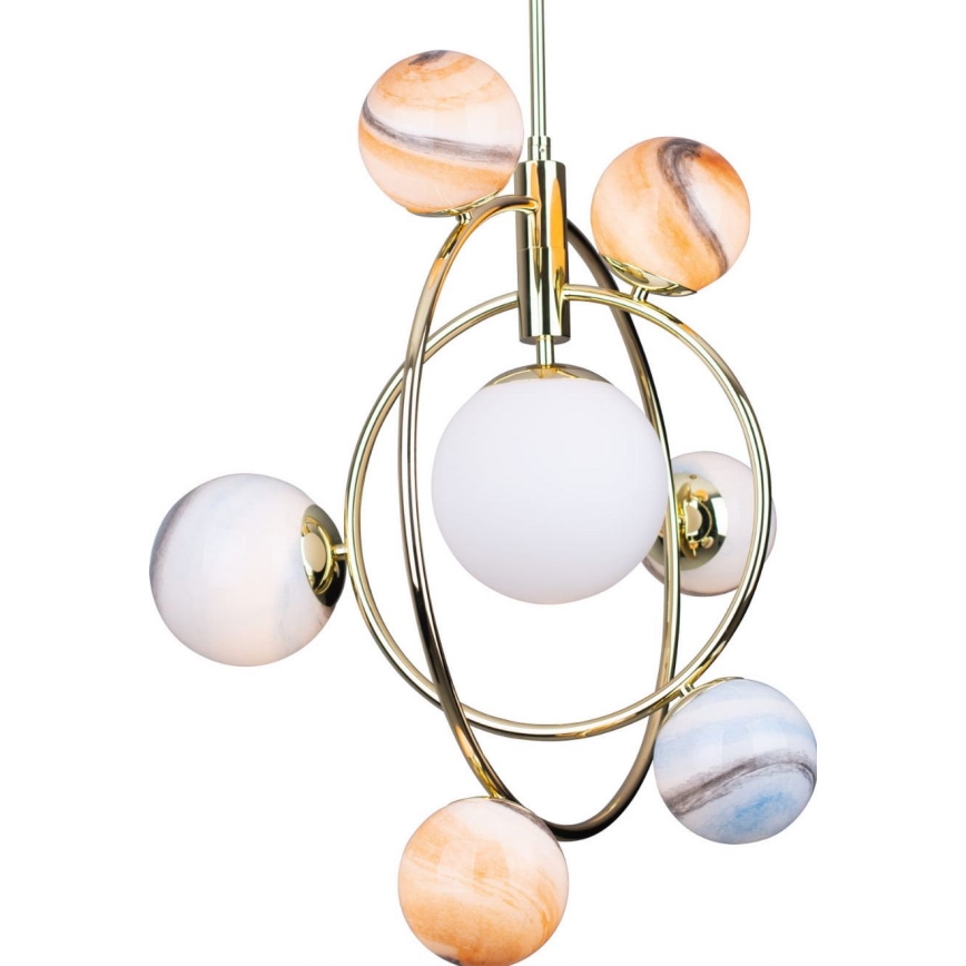 MAXLIGHT P0378 - Hanglamp met vaste pendel COSMOS 7xG9/40W/230V goud