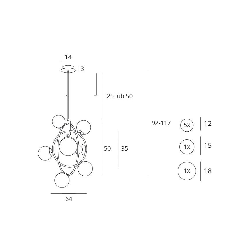 MAXLIGHT P0378 - Hanglamp met vaste pendel COSMOS 7xG9/40W/230V goud