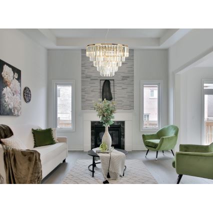 MAXLIGHT P0424 - Hanglamp aan een koord MONACO 15xG9/40W/230V diameter 60 cm goud