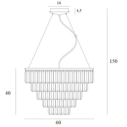 MAXLIGHT P0424 - Suspension filaire MONACO 15xG9/40W/230V d. 60 cm doré