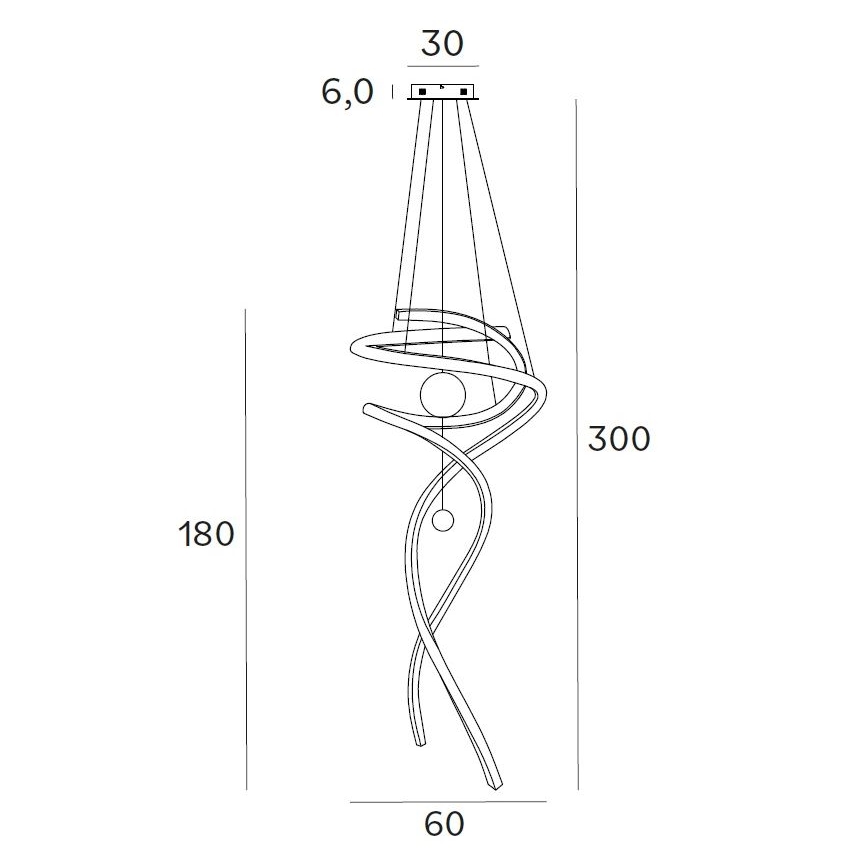 MAXLIGHT P0427D - Dimbare LED hanglamp aan een koord RITZ LED/100W/230V diameter 60 cm CRI 90 goud