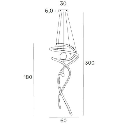 MAXLIGHT P0427D - Suspension filaire à intensité variable RITZ LED/100W/230V d. 60 cm CRI 90 doré
