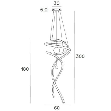 MAXLIGHT P0482D - Suspension filaire à intensité variable RITZ LED/100W/230V d. 60 cm CRI 90 chrome brillant