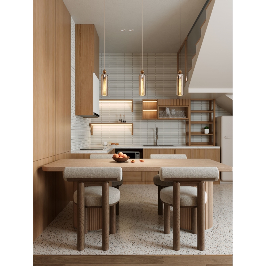 MAXLIGHT P0510 - Suspension filaire CAMPANILA 1xE27/40W/230V d. 10 cm laiton/beige