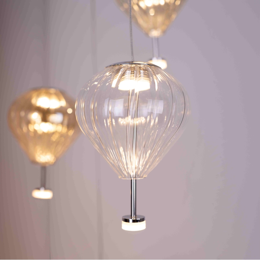 MAXLIGHT P0526D - Dimbare LED hanglamp aan een koord PALLONCINI 11xLED/6W/230V diameter 45 cm doorzichtig/beige/gerookt