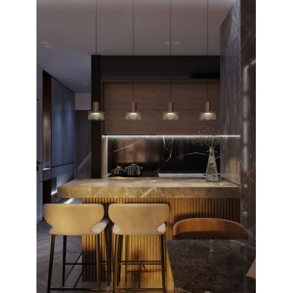 MAXLIGHT P0530 - LED Hanglamp aan een koord SIGNATURE LED/8W/230V diameter 15 cm messing/doorzichtig