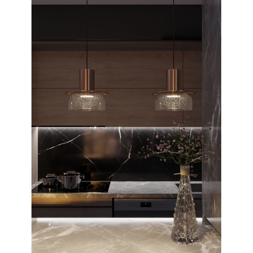 MAXLIGHT P0530 - Suspension filaire SIGNATURE LED/8W/230V d. 15 cm laiton/transparent