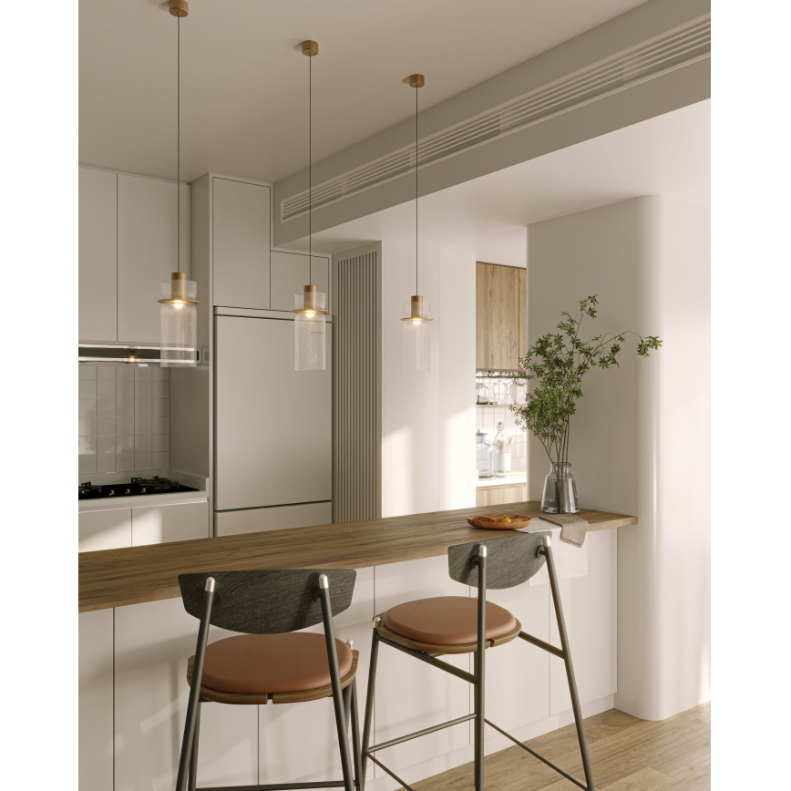 MAXLIGHT P0531 - LED Hanglamp aan een koord SIGNATURE LED/8W/230V diameter 15 cm messing/doorzichtig