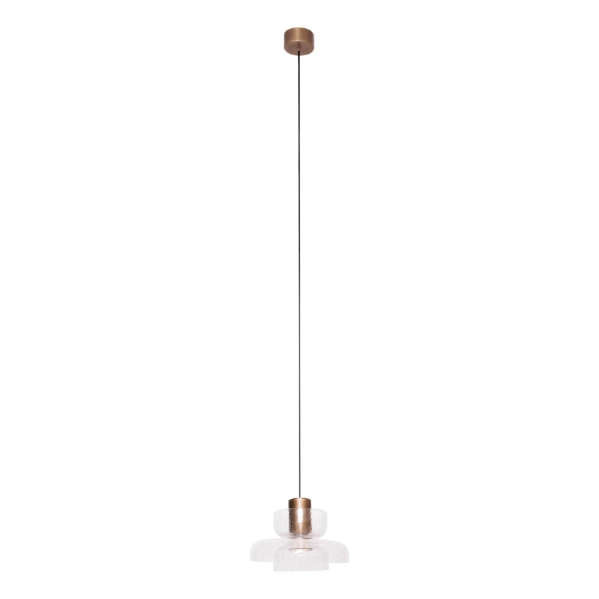 MAXLIGHT P0532 - Suspension filaire SIGNATURE LED/8W/230V d. 22 cm laiton/transparent