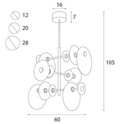 MAXLIGHT P0541 - Suspension-barre ALLURE 14xLED/5W/230V d. 60 cm doré