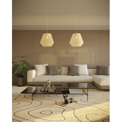 MAXLIGHT P0584 - Hanglamp aan een koord PRASLIN 1xE27/15W/230V diameter 44 cm beige