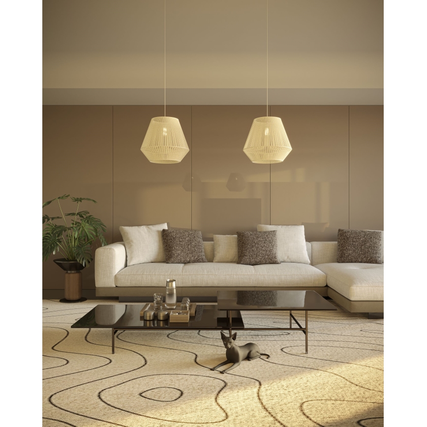 MAXLIGHT P0584 - Suspension filaire PRASLIN 1xE27/15W/230V d. 44 cm beige