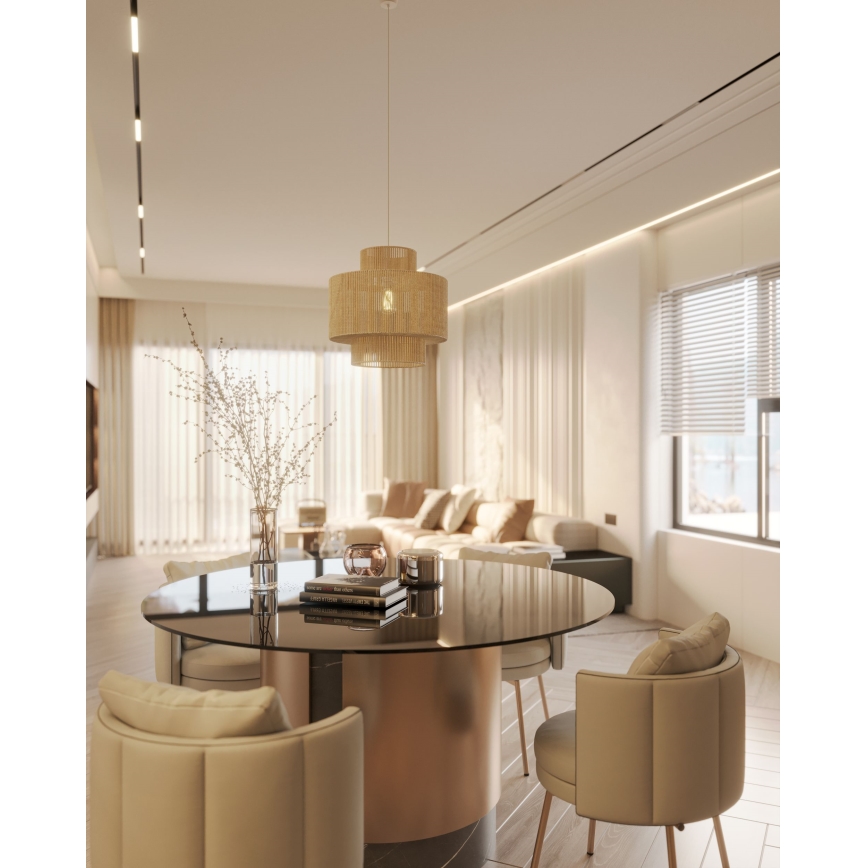 MAXLIGHT P0586 - Hanglamp aan een koord LABRIZ 1xE27/15W/230V diameter 35 cm beige