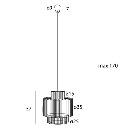 MAXLIGHT P0586 - Suspension filaire LABRIZ 1xE27/15W/230V d. 35 cm beige