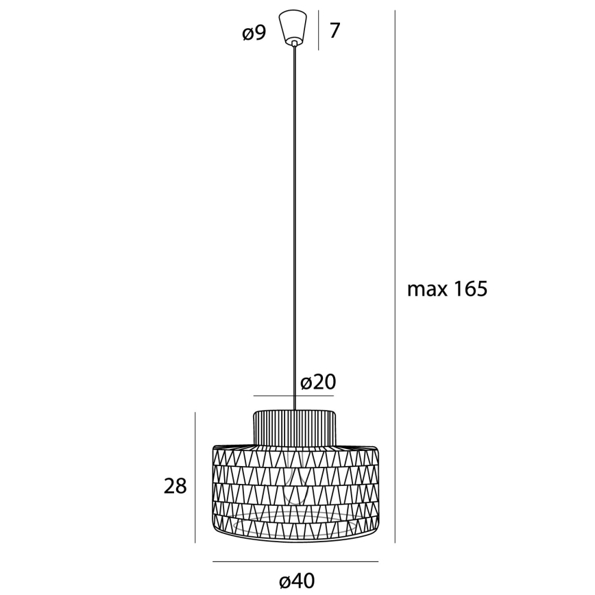 MAXLIGHT P0587 - Suspension filaire RAFFLE 1xE27/15W/230V d. 40 cm marron