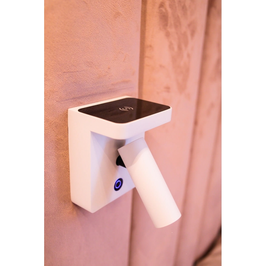 MAXLIGHT W0373 - LED Wandspot met draadloos opladen LOFER LED/7W/230V wit