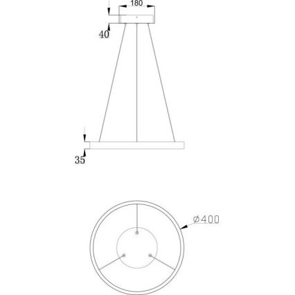 Maytoni MOD058PL-L22B3K - Suspension filaire RIM LED/25W/230V 3000K d. 40 cm noir
