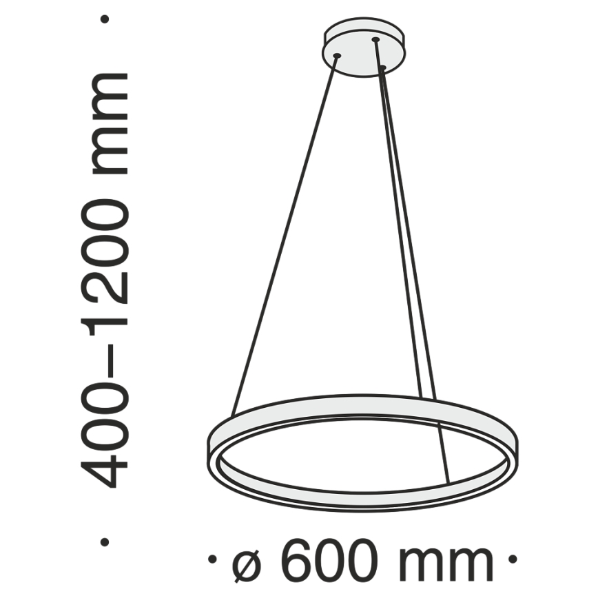 MOD058PL-L32B4K - Suspension filaire RIM LED/37W/230V 4000K d. 60 cm noir