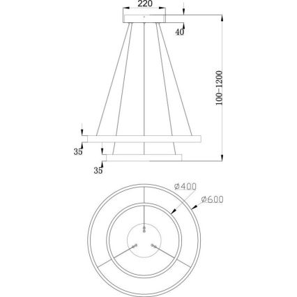 Maytoni MOD058PL-L55B3K - LED Hanglamp aan een koord RIM LED/61W/230V 3000K diameter 60 cm zwart