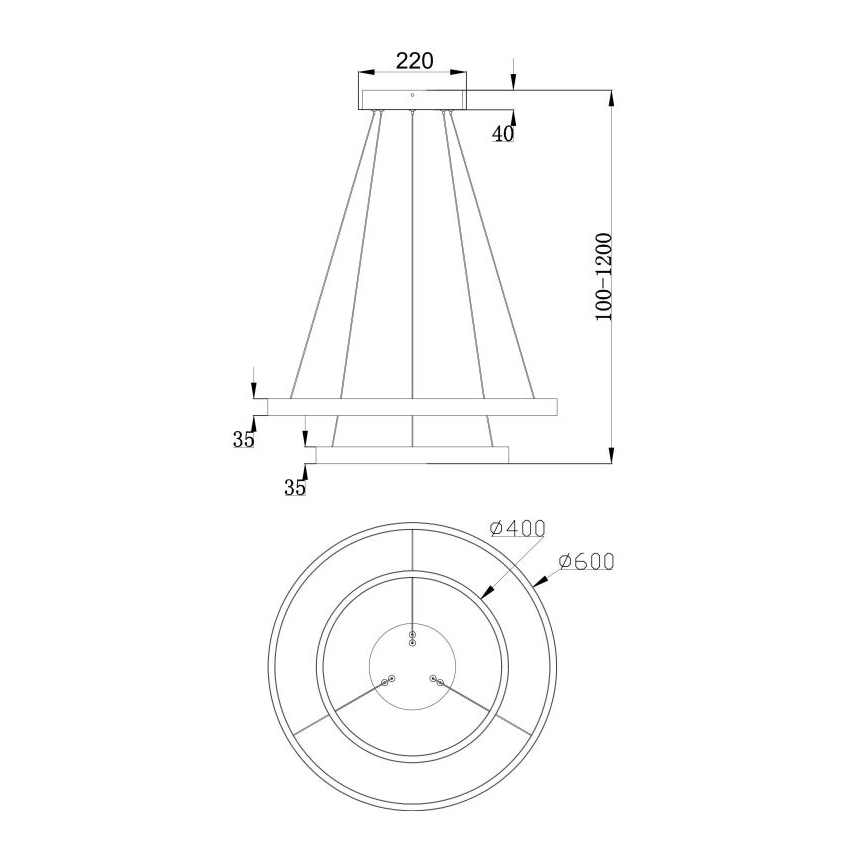 Maytoni MOD058PL-L55BS3K - LED Hanglamp aan een koord RIM LED/61W/230V 3000K diameter 60 cm goud